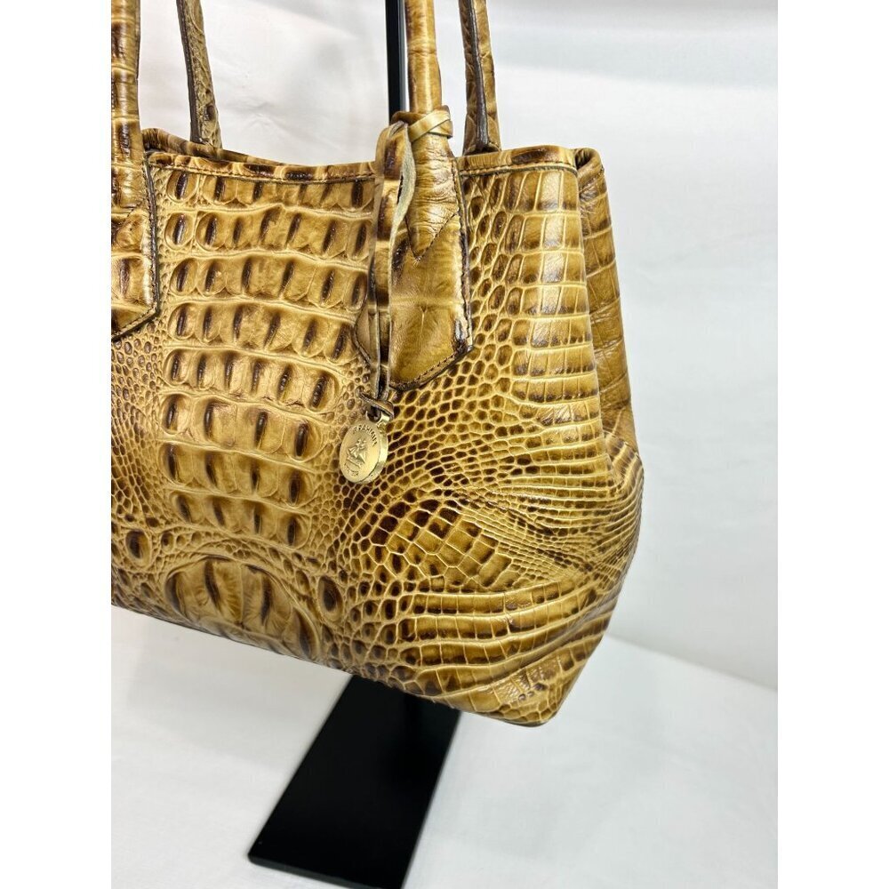 BRAHMIN Women's Finley Carryall Pecan Melbourne Embossed Leather Satchel Bag - Picture 8 of 16